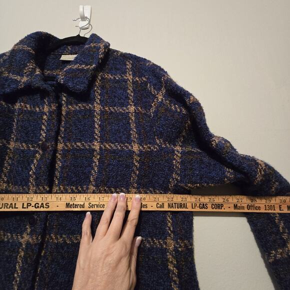 Weave Of The Irish Plaid Wool Jacket Women LG Blue Tweed Preppy Academia Classic - Picture 8 of 14